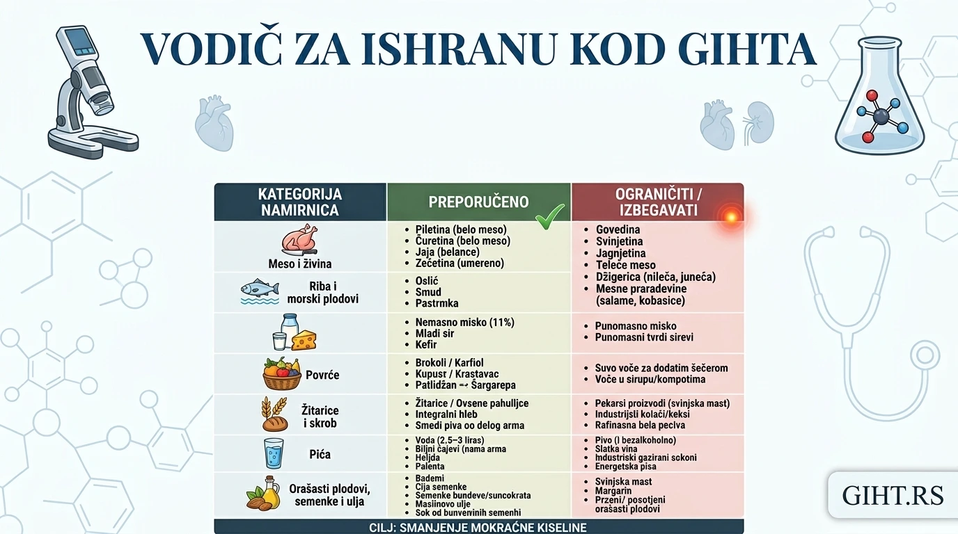vodic za ishranu kod gihta tabela